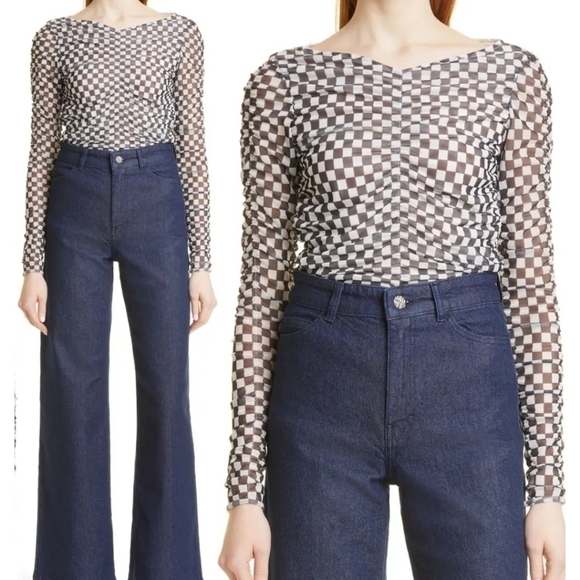 BAUM UND PFERDGARTEN Joselle Print Ruched Top Size M Medium NWT - Picture 1 of 13